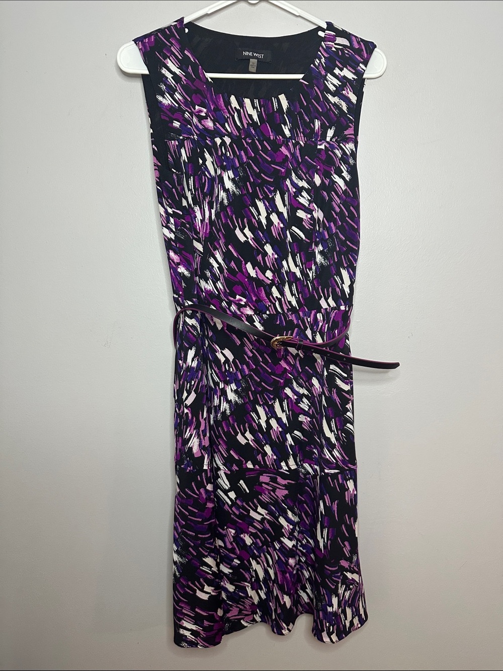 Nine West Purple Abstract Print Sleeveless Dress size 10